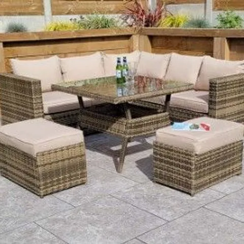 BRAND NEW BOXED GEORGIA CORNER DINING SET MIXED BROWN(2 BOXES)