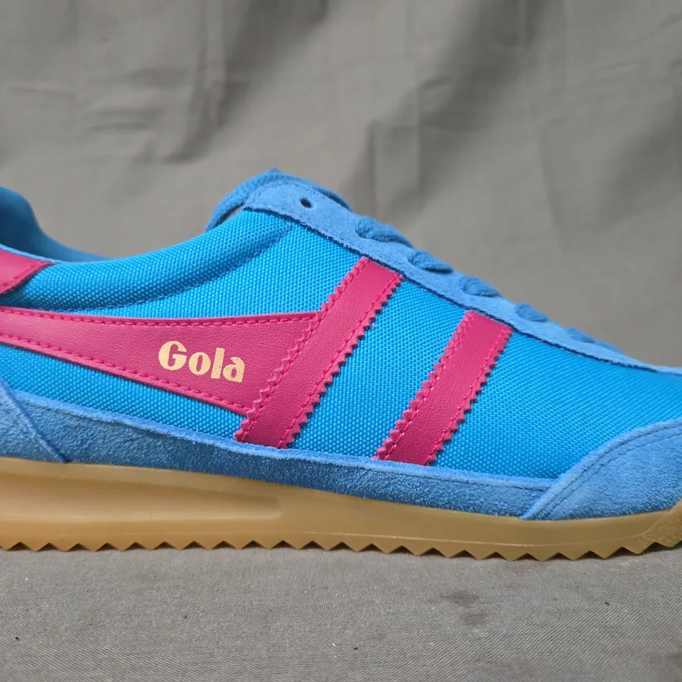 BOXED PAIR OF GOLA TORNADO SHOES IN BLUE/FUCHSIA UK SIZE 6