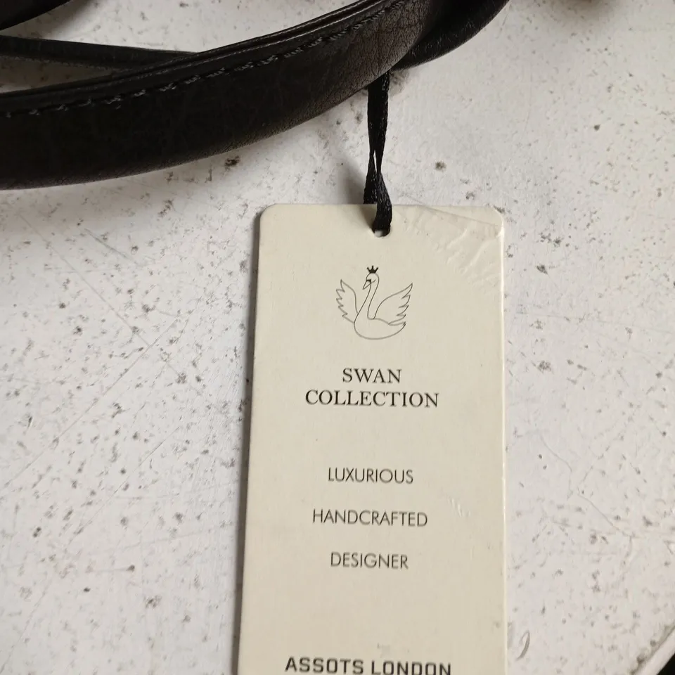 ASSOTS LONDON ALANNAH SWAN COLLECTION BLACK LEATHER HANDBAG