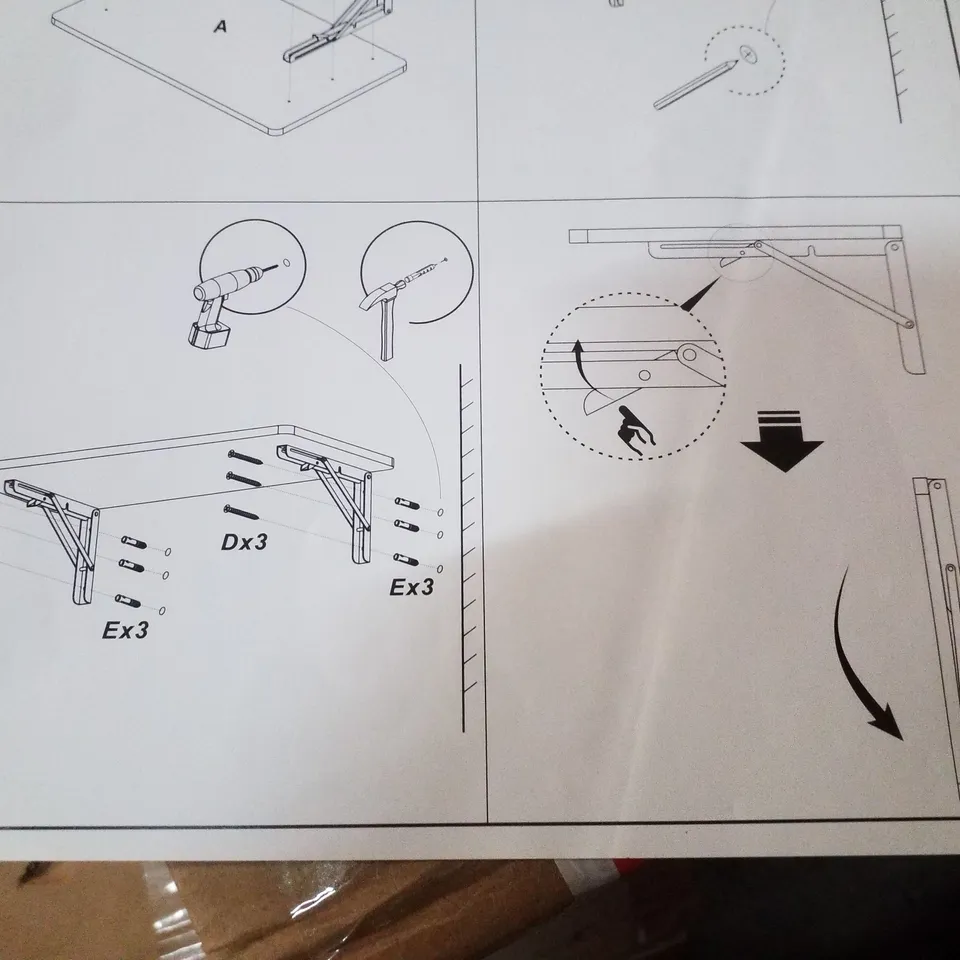 BOXED FOLD DOWN FLOATING SHELF - WHITE