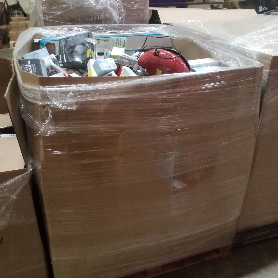 PALLET CONTAINING ASSORTED ELECTRICAL RETURNS INCLUDING HP PRINTER, BLUETOOTH SPEAKER, WIRELESS HEADPHONES, AERIALS & 60W SOUNDBAR