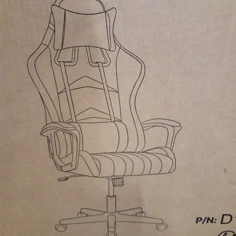 BOXED GAMING CHAIR - GREY LEATHER