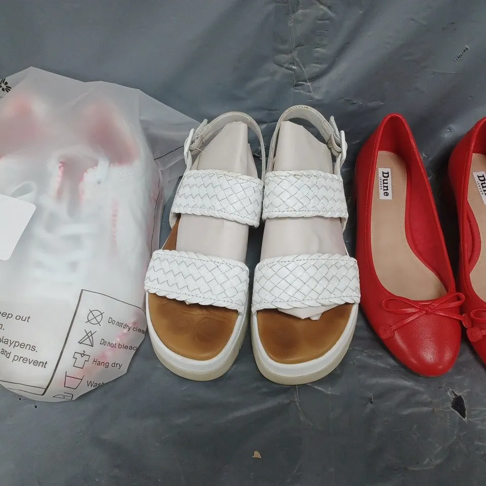 BOX OF APPROXIMATELY 10 ASSORTED PAIRS OF SHOES IN VARIOUS STYLES, SIZES, AND COLOURS