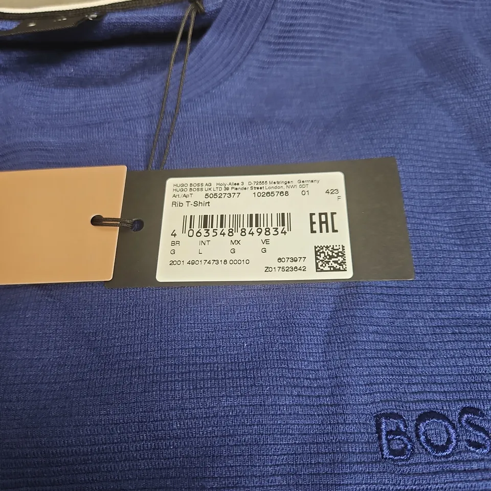 HUGO BOSS BLUE RIB T SHIRT LARGE TAGGED