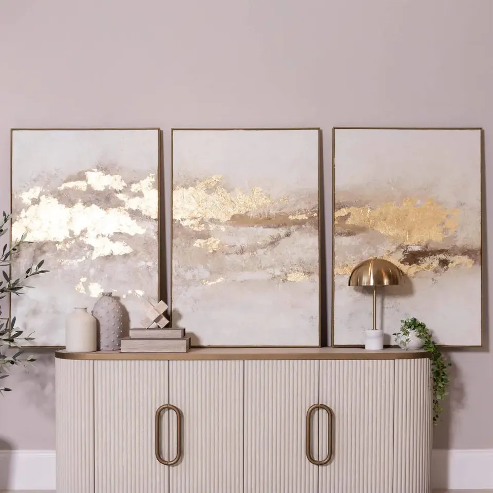 BOXED SALENTO SERENITY 3 PIECE CANVAS TEXTURED PAINTINGS (1 BOX) RRP £399