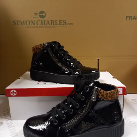 RIEKER HI TOP TRAINER WITH LEOPARD CUFF SIZE 3/3.5