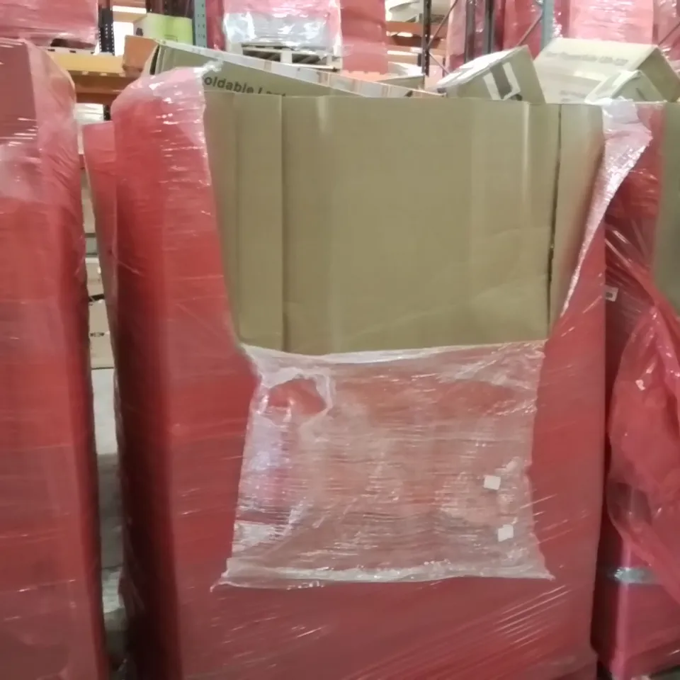 PALLET CONTAINING ASSORTED ITEMS TO INCLUDE: AIR FRYER, BAGGED VACUUM CLEANER, ELECTRIC PIZZA OVEN, BABY GYMS, LAPTOP DESK, RETRACTABLE SAFETY GATE ECT