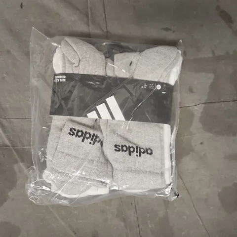 BAGGED ADIDAS CUSHIONED CREW SOCKS (6-PACK) IN VARIOUS COLOURS SIZE XL (UK 11-12.5)