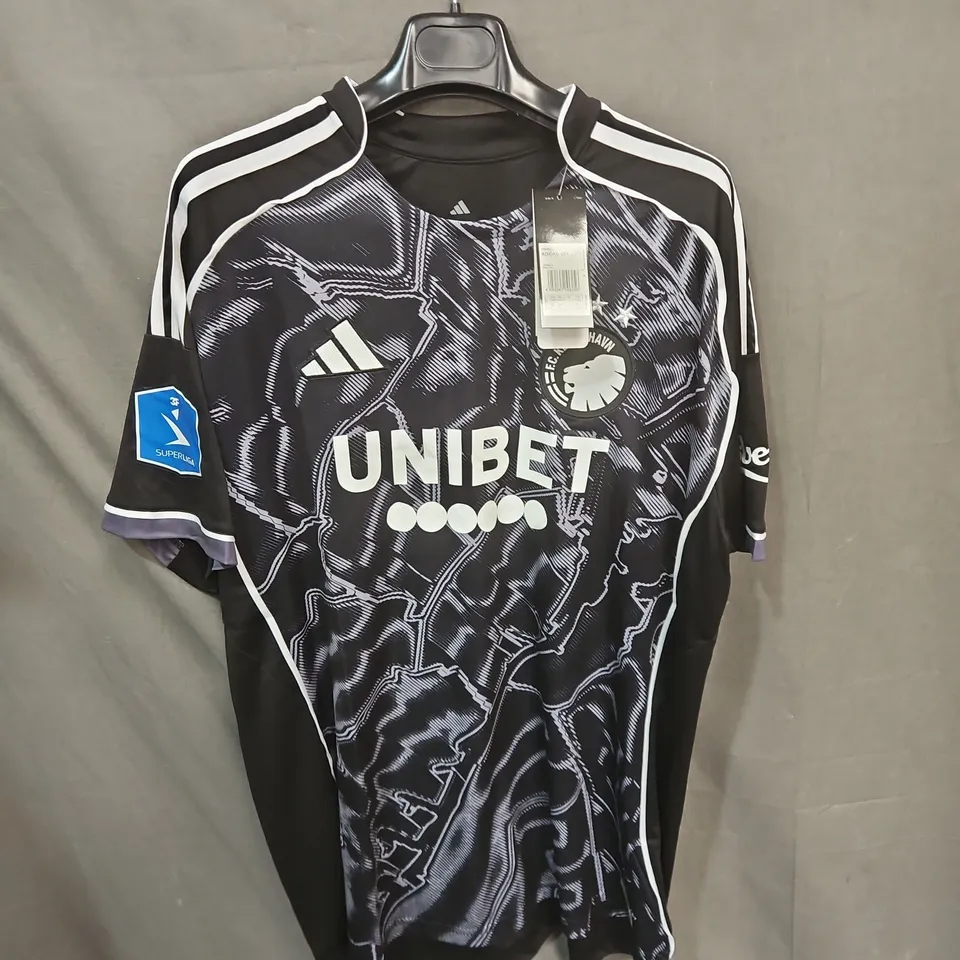 ADIDAS FOOTBALL JERSEY – BLACK WITH UNIBET SPONSOR (MEN'S) SIZE 2XL