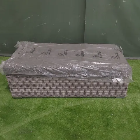DESIGNER GREY RATTAN STOOL/BENCH WITH CUSHION