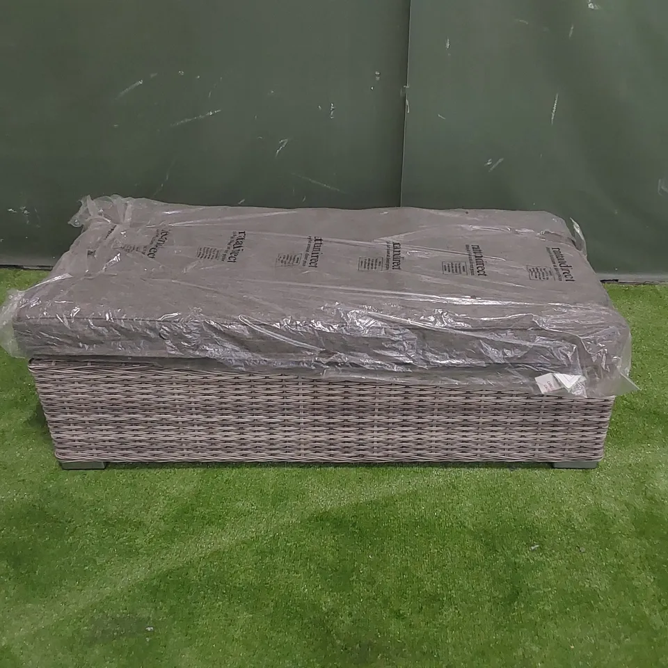 DESIGNER GREY RATTAN STOOL/BENCH WITH CUSHION