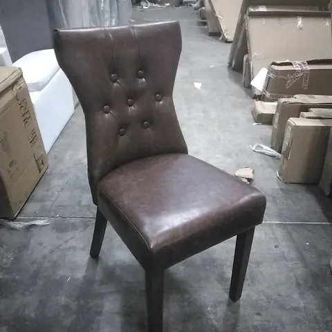 BEWLEY DINING CHAIR, CLUB BROWN PREMIUM FAUX LEATHER & DARK SOLID HARDWOOD (SET OF 4)