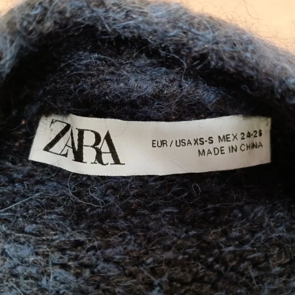 ZARA NAVY KNITTED LONGLINE CARDIGAN – XS-S (EUR/USA)