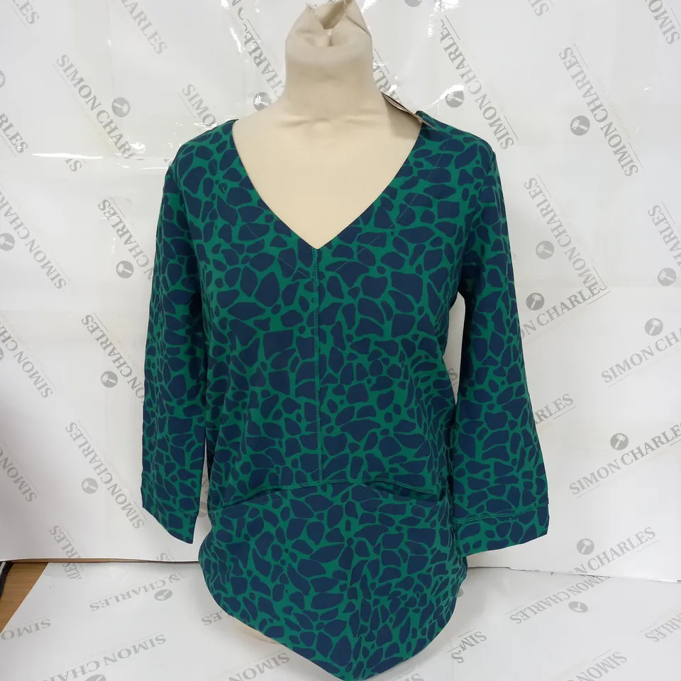 WOOLOVERS V POCKET DETAIL NECK TUNIC IN TWO TONE SHATTER PRINT - S 
