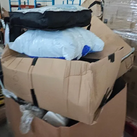 PALLET OF ASSORTED HOUSEHOLD GOODS AND PRODUCTS TO INCLUDE;PILLOW,CLOTHES AIRER,MINI FRIDGE,NECK PILLOWS
