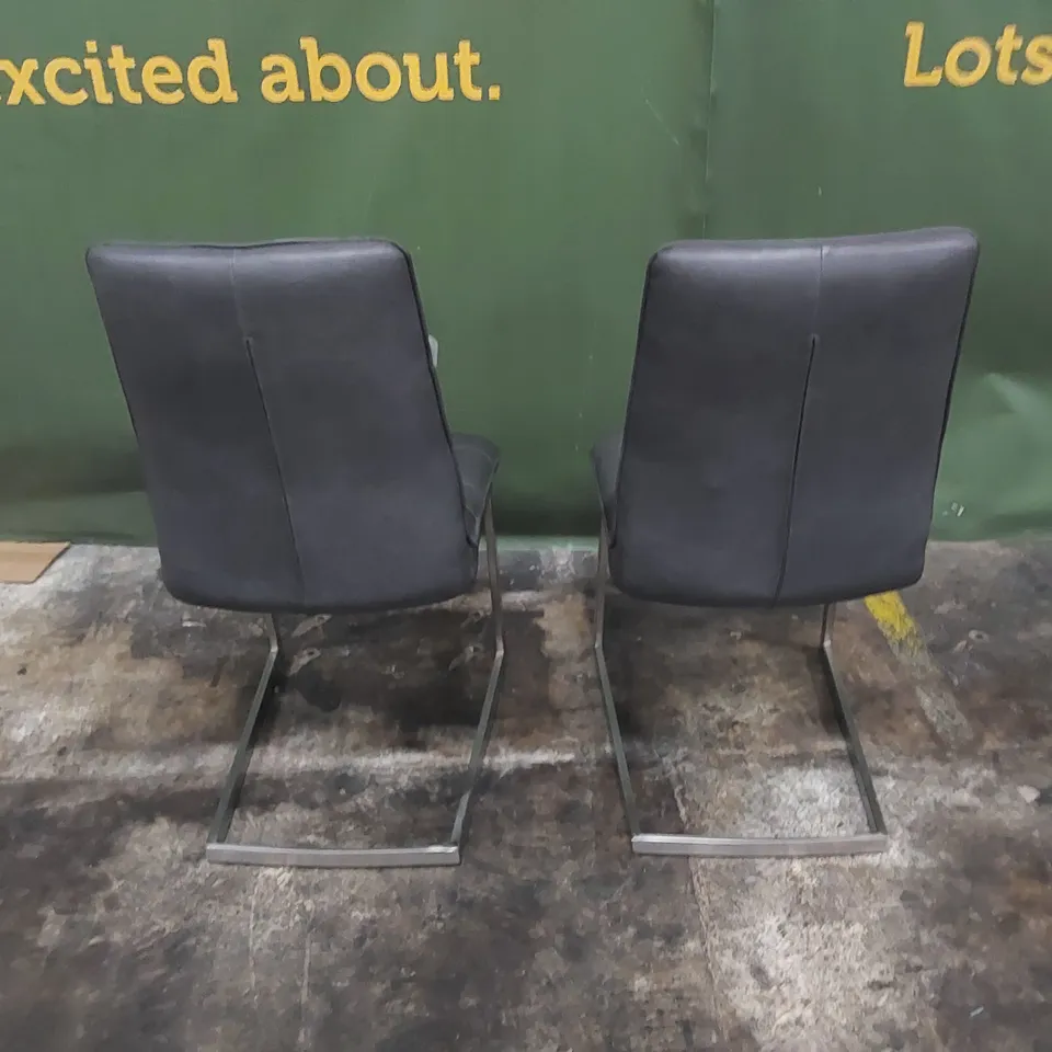 SET OF 2 DESIGNER FAUX LEATHER PADDED DINING CHAIRS 