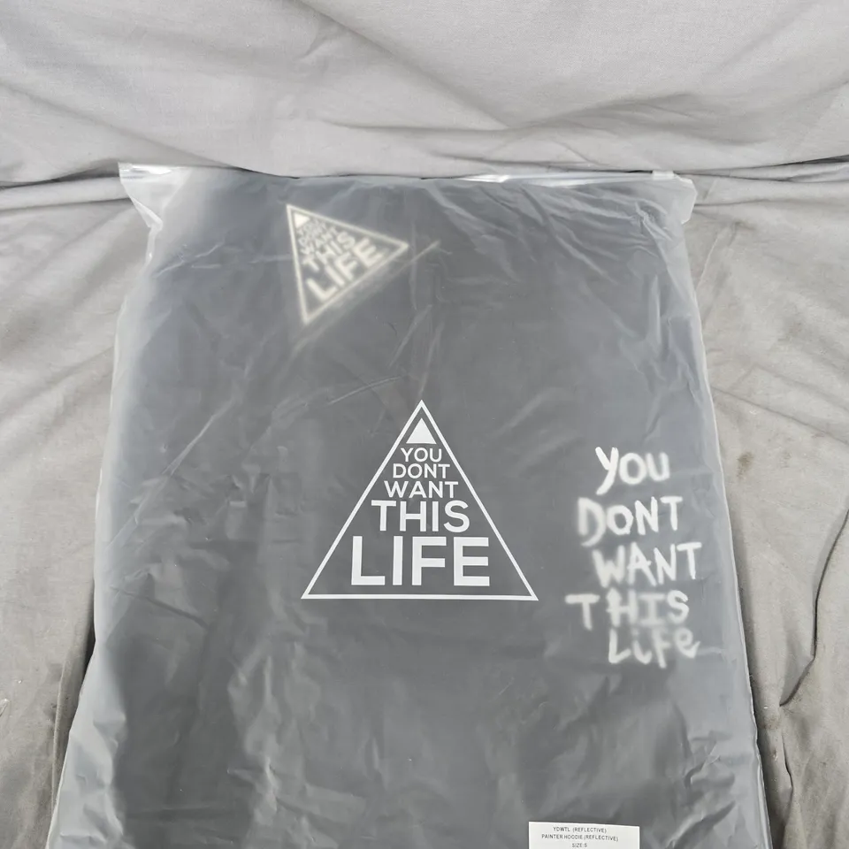 REFLECTIVE PAINTER HOODIE – YOU DON'T WANT THIS LIFE – SIZE S