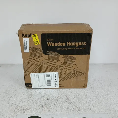 KEPLIN 30-PACK OF WOODEN CLOTHES HANGERS