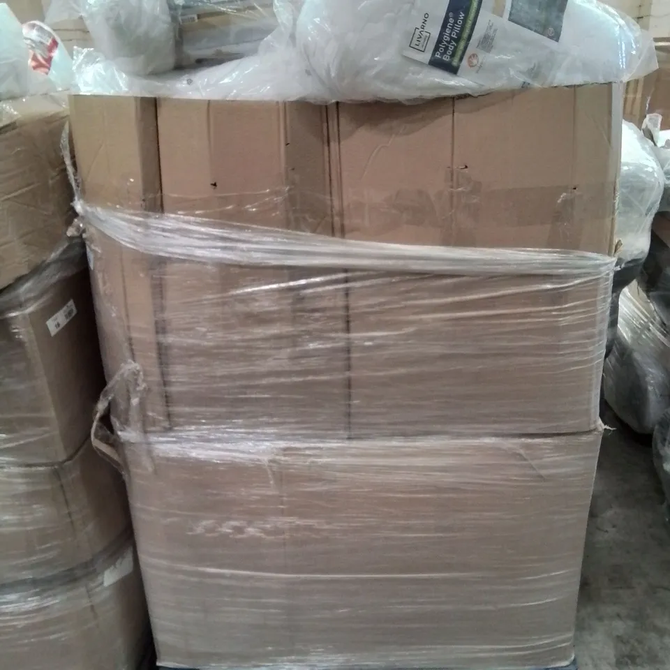 PALLET CONTAINING VARIOUS PILLOWS, DUVET AND BEDDING SOFT FURNISHINGS ETC.
