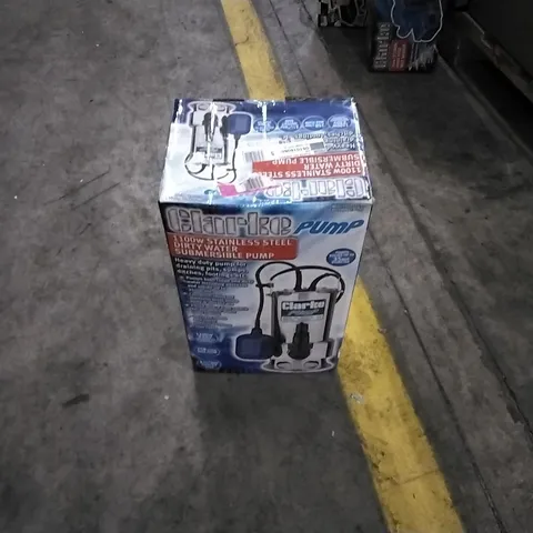 BOXED CLARKE 1100W STAINLESS STEEL DIRTY WATER SUBMERSIBLE PUMP