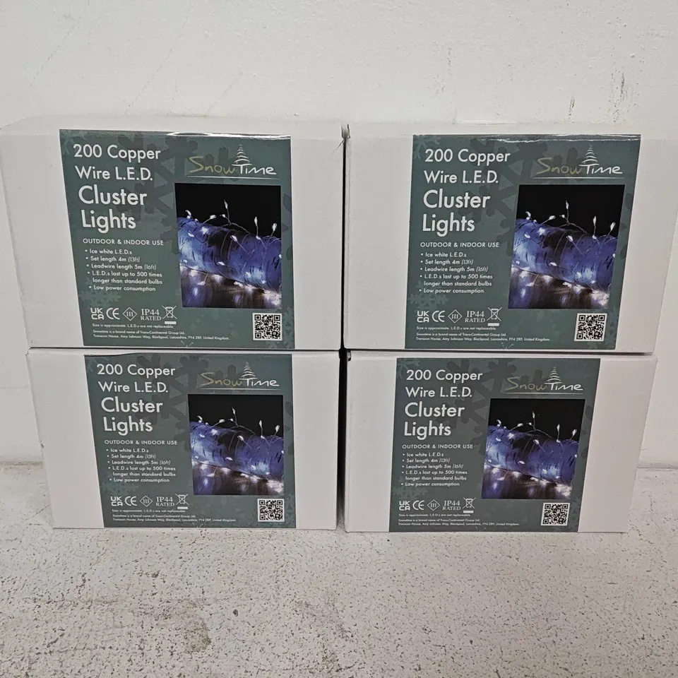 LOT OF 8 SNOWTIME 200 COPPER WIRE LED CLUSTER LIGHTS