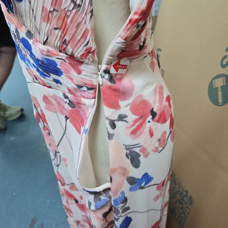 KALEIDOSCOPE FLORAL PRINT PLEAT MAXI DRESS PINK MULTI SIZE 14