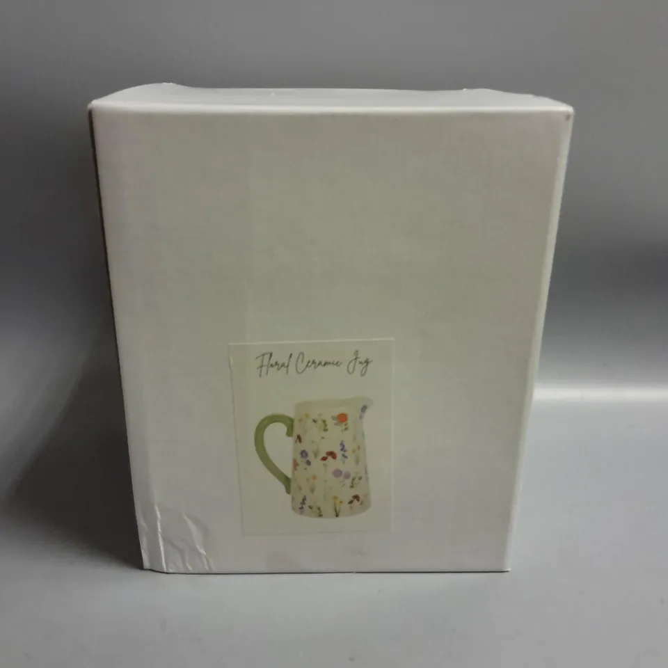 BOXED FLORAL CERAMIC JUG