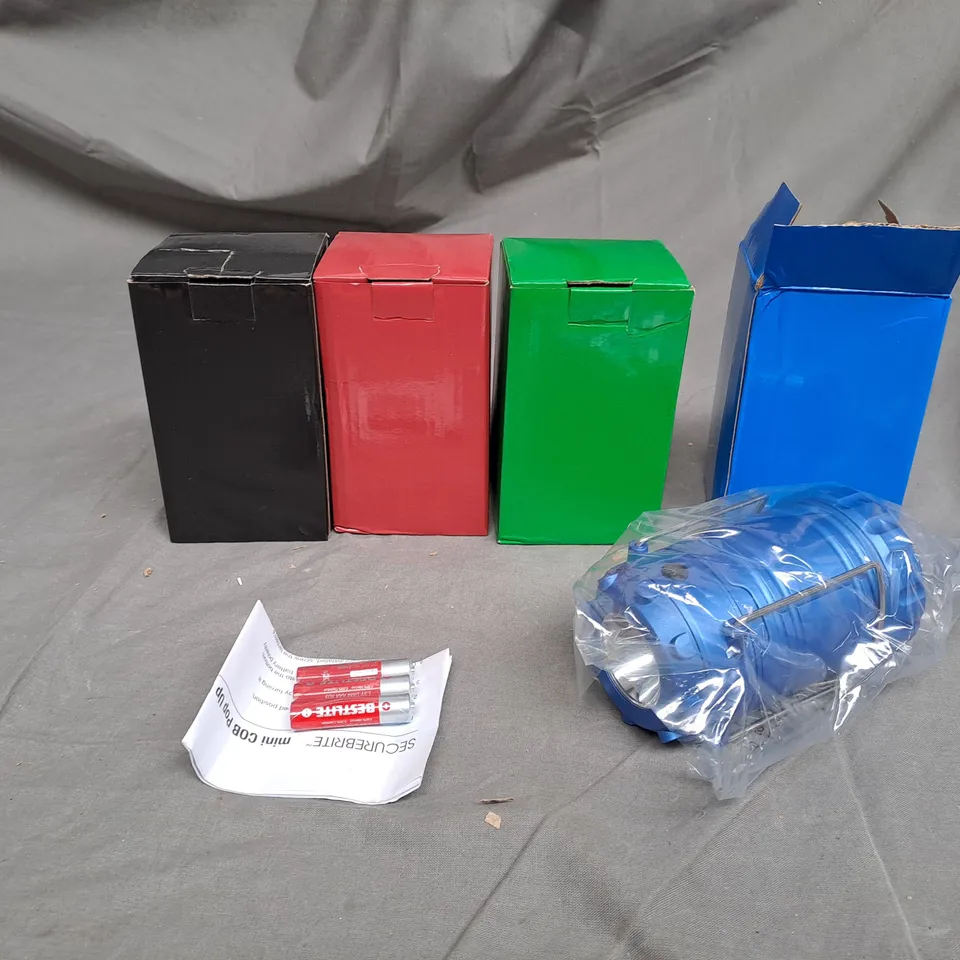 MINI COB POP UP LANTERN WITH FLASHLIGHT X4