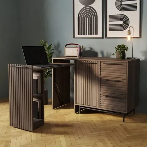 BOXED BRYANT PULL OUT DESK - WALNUT (2 BOXES)