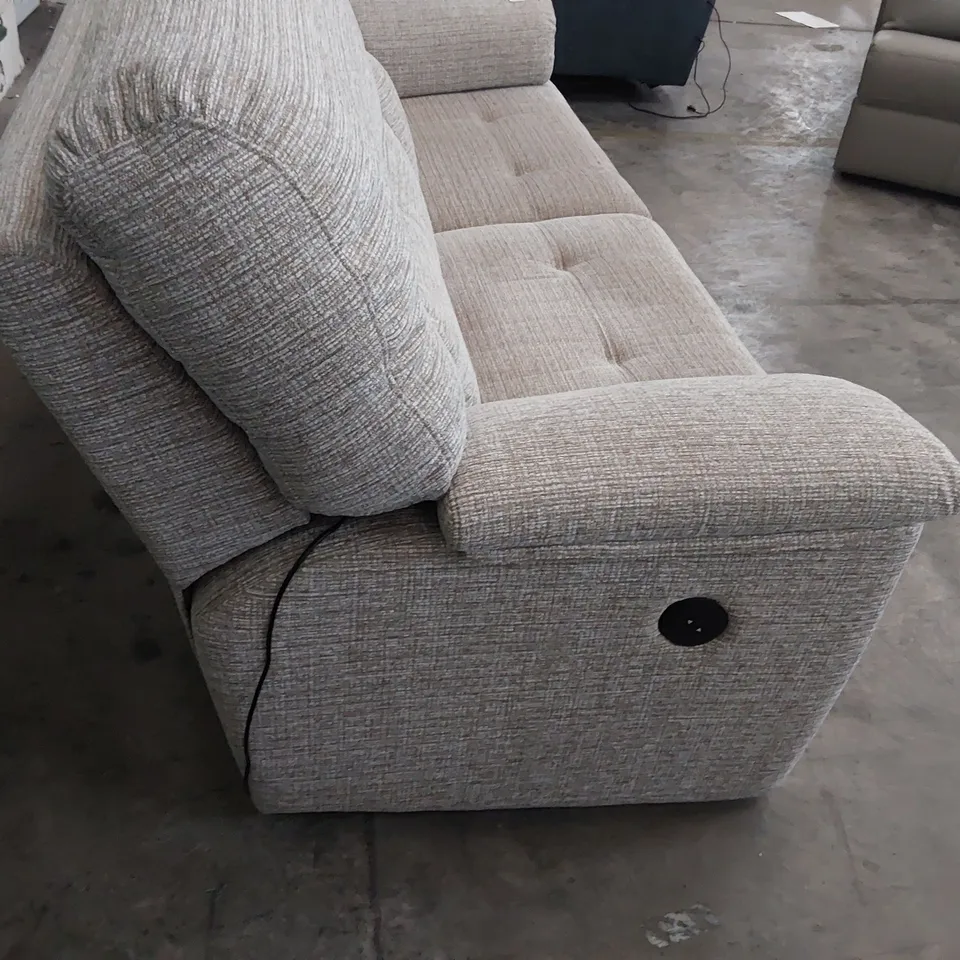 QUALITY BRITISH DESIGNER G PLAN POWER RECLINING THREE SEATER SOFA LIGHT GREY FABRIC 