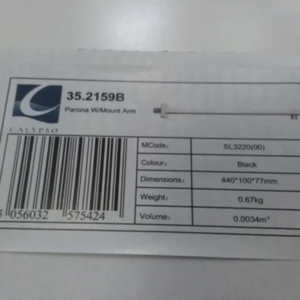 BOXED AS NEW CALYPSO PARONA W/MOUNT ARM IN BLACK 