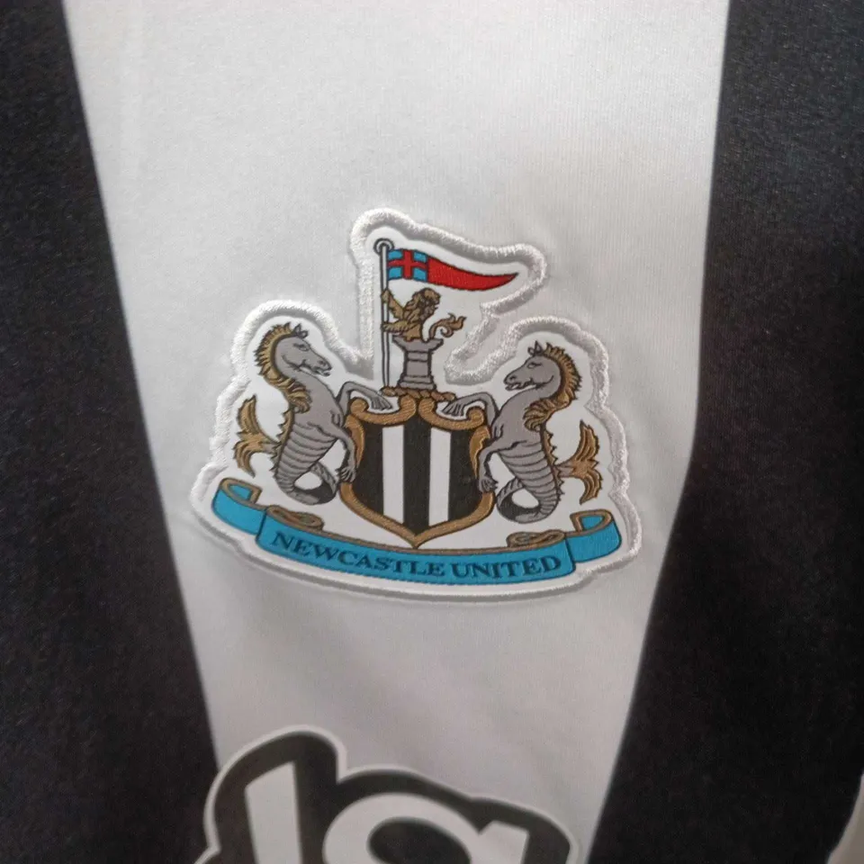 NEWCASTLE UNITED FC ADIDAS HOME SHIRT – BLACK & WHITE STRIPES, SIZE S (SLIM FIT)
