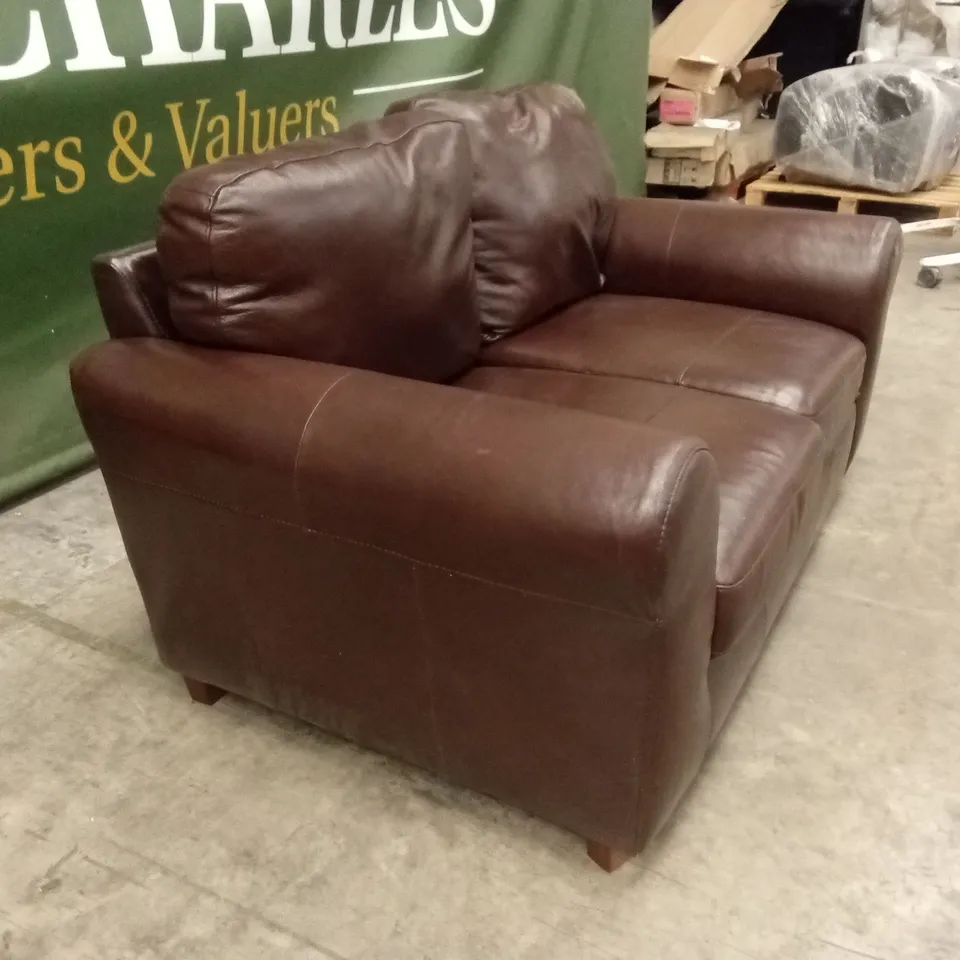 BAILEY 2 SEATER LEATHER SOFA - CHOCOLATE RRP £949