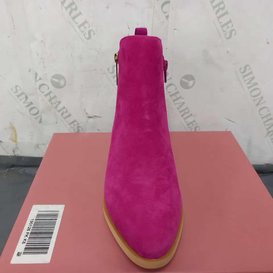 BOXED MODA IN PELLE KATREENA SUEDE HEEL BOOTS IN PINK - SIZE 39
