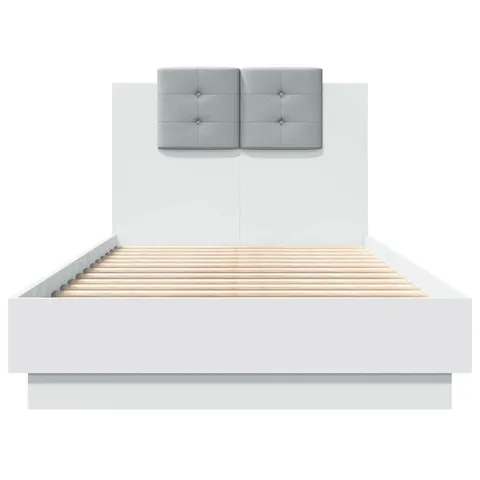 BOXED LATITUDE RUN BED FRAME WITH HEADBOARD AND LED LIGHTS WHITE (2BOXES)