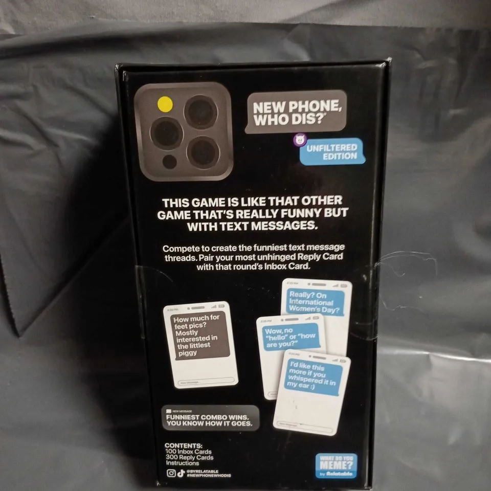 NEW PHONE WHO DIS? UNFILTERED UK EDITION - THE OFFLINE TEXTING PARTY GAME (BOXED)