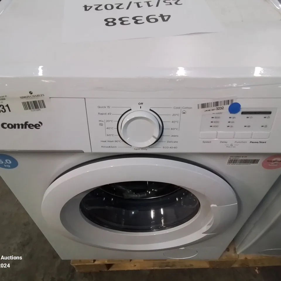 COMFEE CFE10EW60/W FREESTANDING WASHING MACHINE,6KG LOAD,HEAT WASH 90?,ULTRA SLIM 400MM,QUICK WASH,15 WASHING PROGRAMS,WHITE