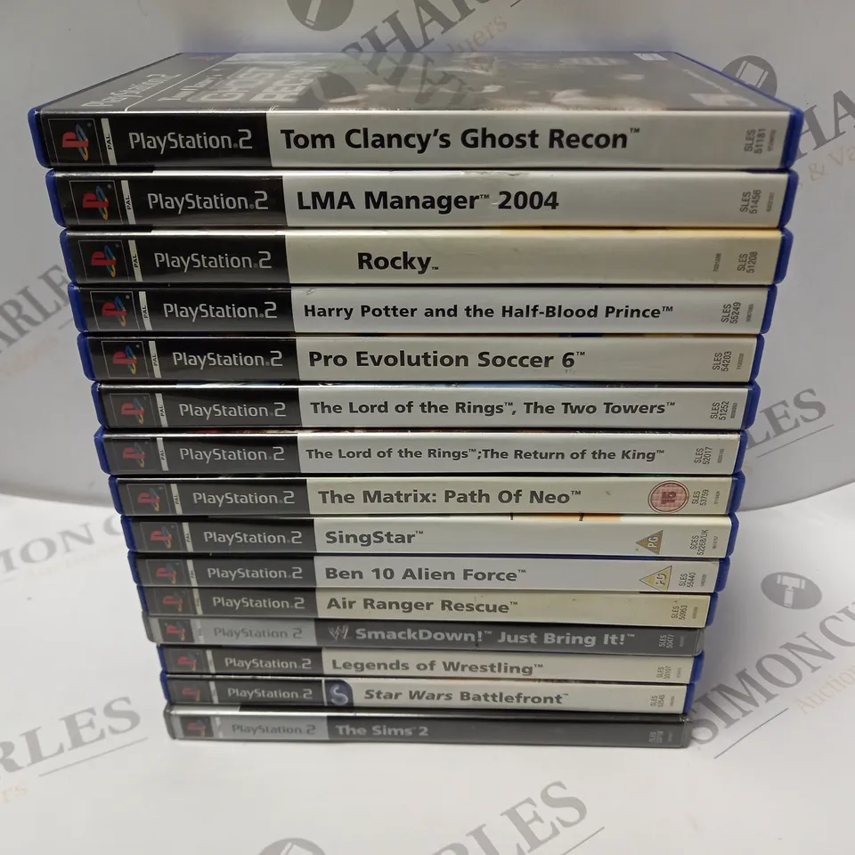 APPROXIMATELY 15 ASSORTED PLAYSTATION 2 GAMES TO INCLUDE TOM CLANCYS GHOST RECON, LMA MANAGER 2004, ROCKY, ETC