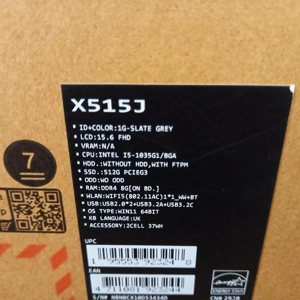 BOXED ASUS X515J NOTEBOOK PC WITH INTEL CORE I-5