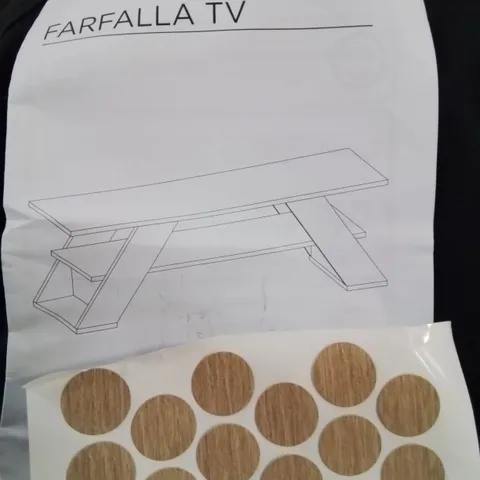 BOXED FARFALLA TV SHELVING UNIT IN LIGHT-OAK