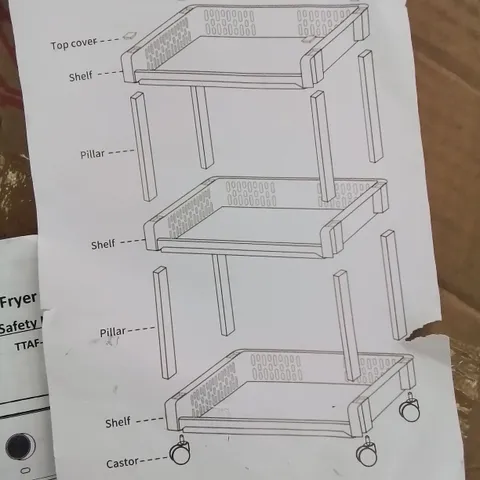 BOXED 3 TIER STORAGE CART ON WHEELS 