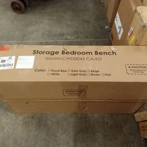 BOXED STORAGE BEDROOM BENCH - BEIGE (1 BOX)