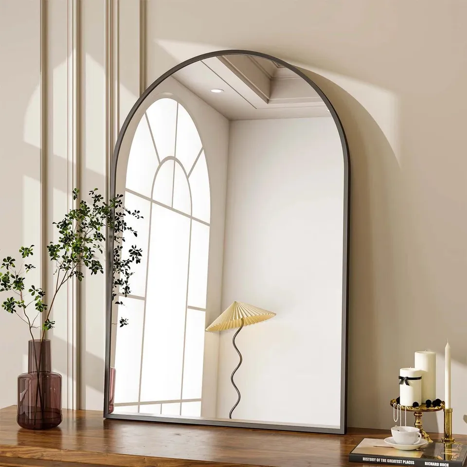 BOXED LILARAM ARCHED METAL FRAMED WALL MIRROR 
