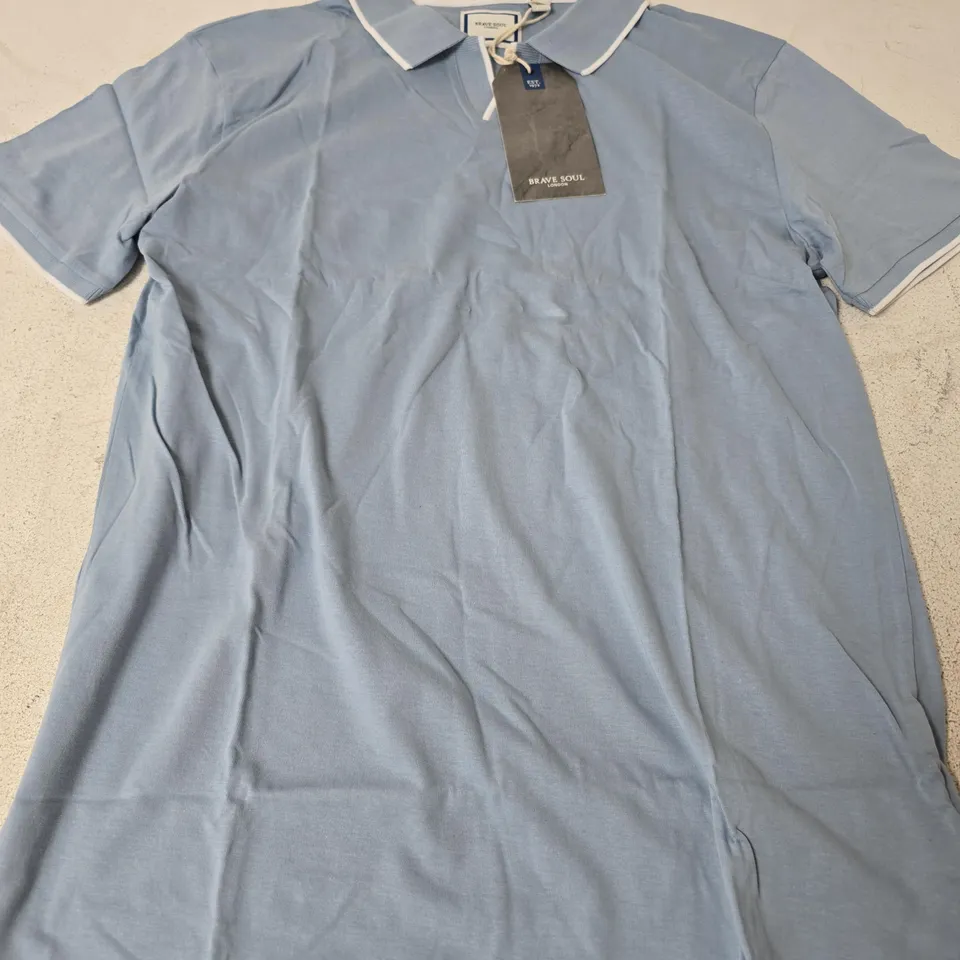 BRAVE SOUL SHIRT, STEEL BLUE/OPTIC WHITE - SIZE LARGE