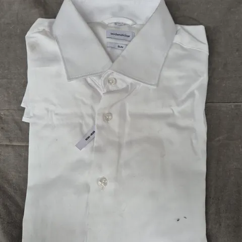 SEIDENSTICKER SLIM LONG SLEEVE BUTTON UP SHIRT IN WHITE SIZE 16L