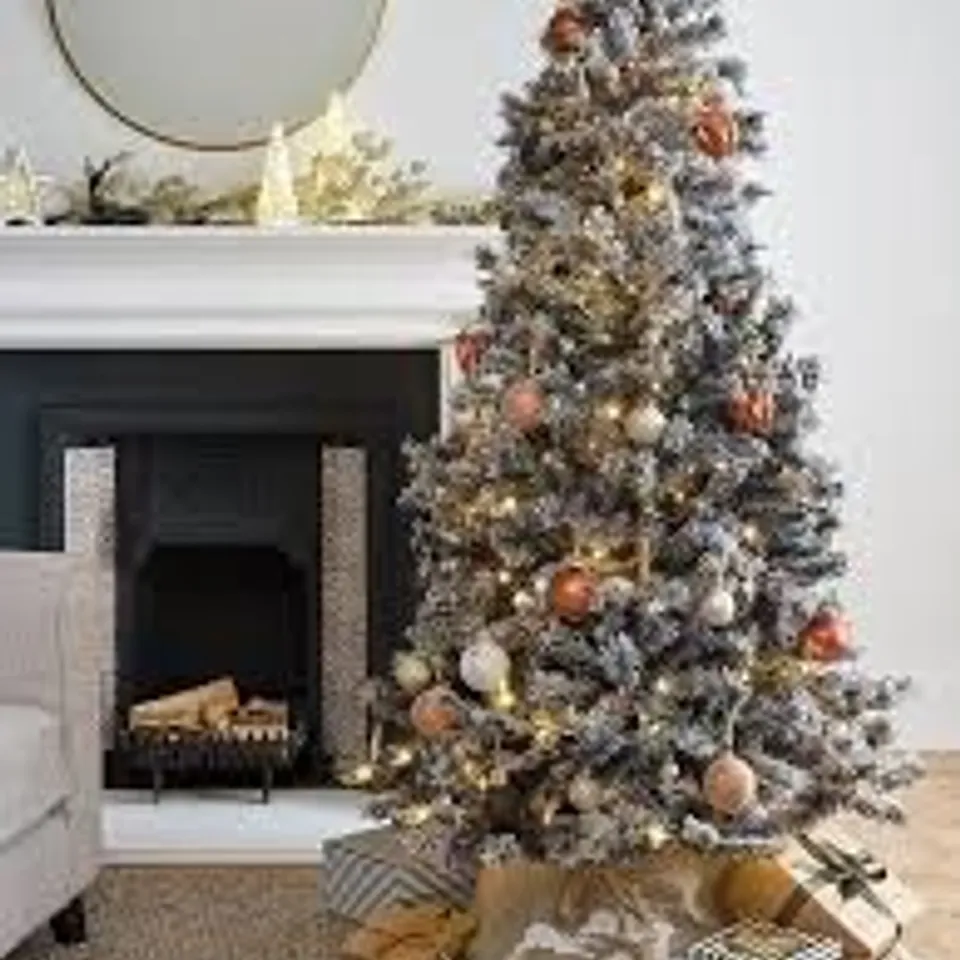 BOXED 6FT BLACK FOREST FLOCKED PRE LIT CHRISTMAS TREE - COLLECTION ONLY RRP £159.99