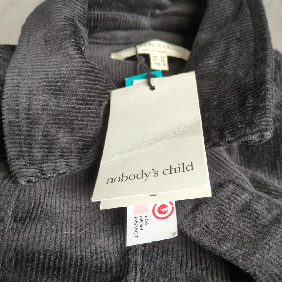 NOBODY'S CHILD SCALLOP CORD JACKET, BLACK – UK 12 (EU 40, USA 8)
