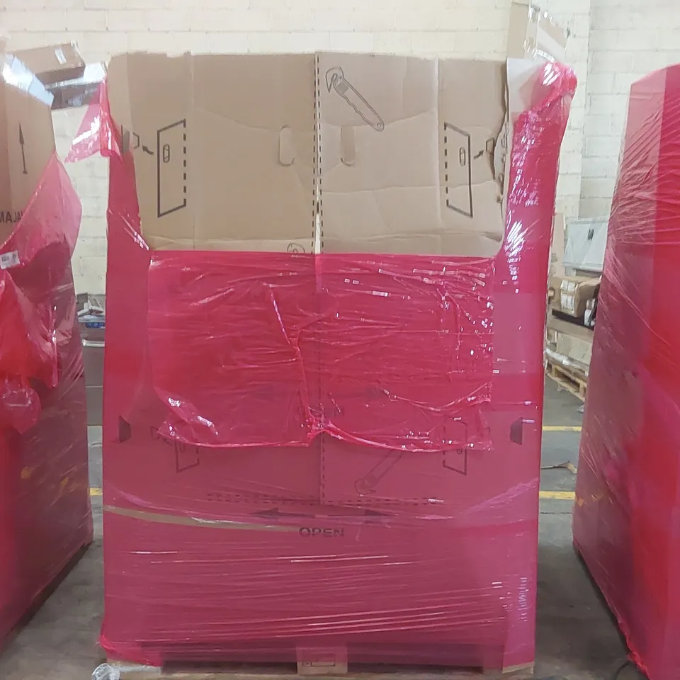 PALLET OF ASSORTED ITEMS INCLUDING: AIR COOLERS, 16" METAL STAND FAN, LED BATTEN LIGHT, FOAM ROLLER, POP-UP TENT ECT