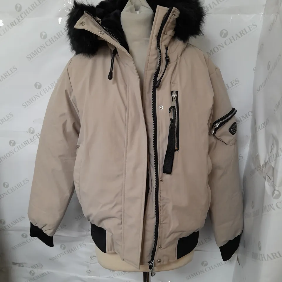 ALESSSANDRO ZAVETTI BOMBER PARKER JACKET IN STONE - XS