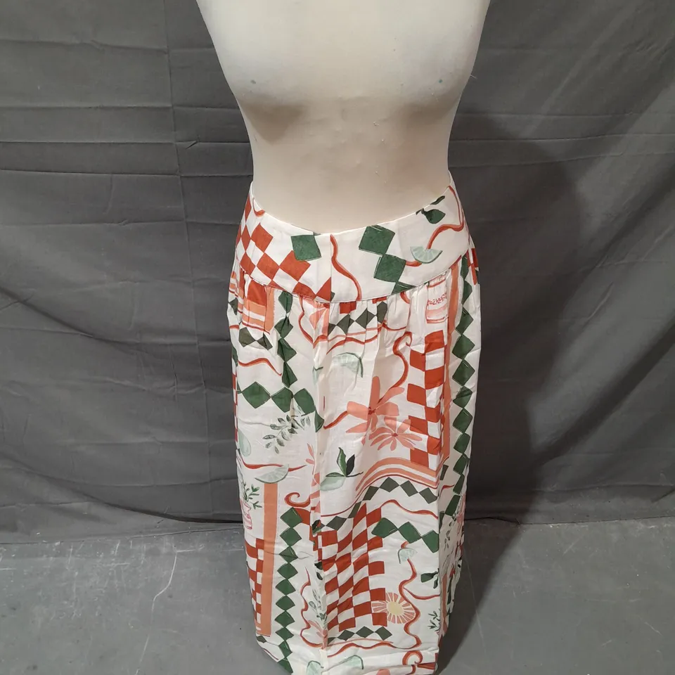 NOBODY'S CHILD MALLORY MAXI SKIRT IN LINEN MULTI SIZE 14